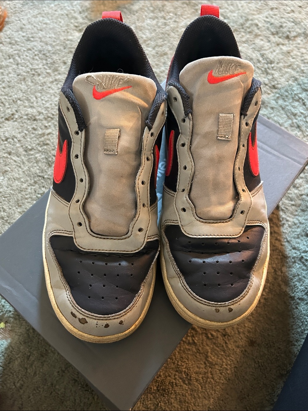 Nike Men's Black Beige with Red Swoosh Sneakers